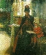 Carl Larsson i valand. interior med karin ochsuzanne Spain oil painting artist
